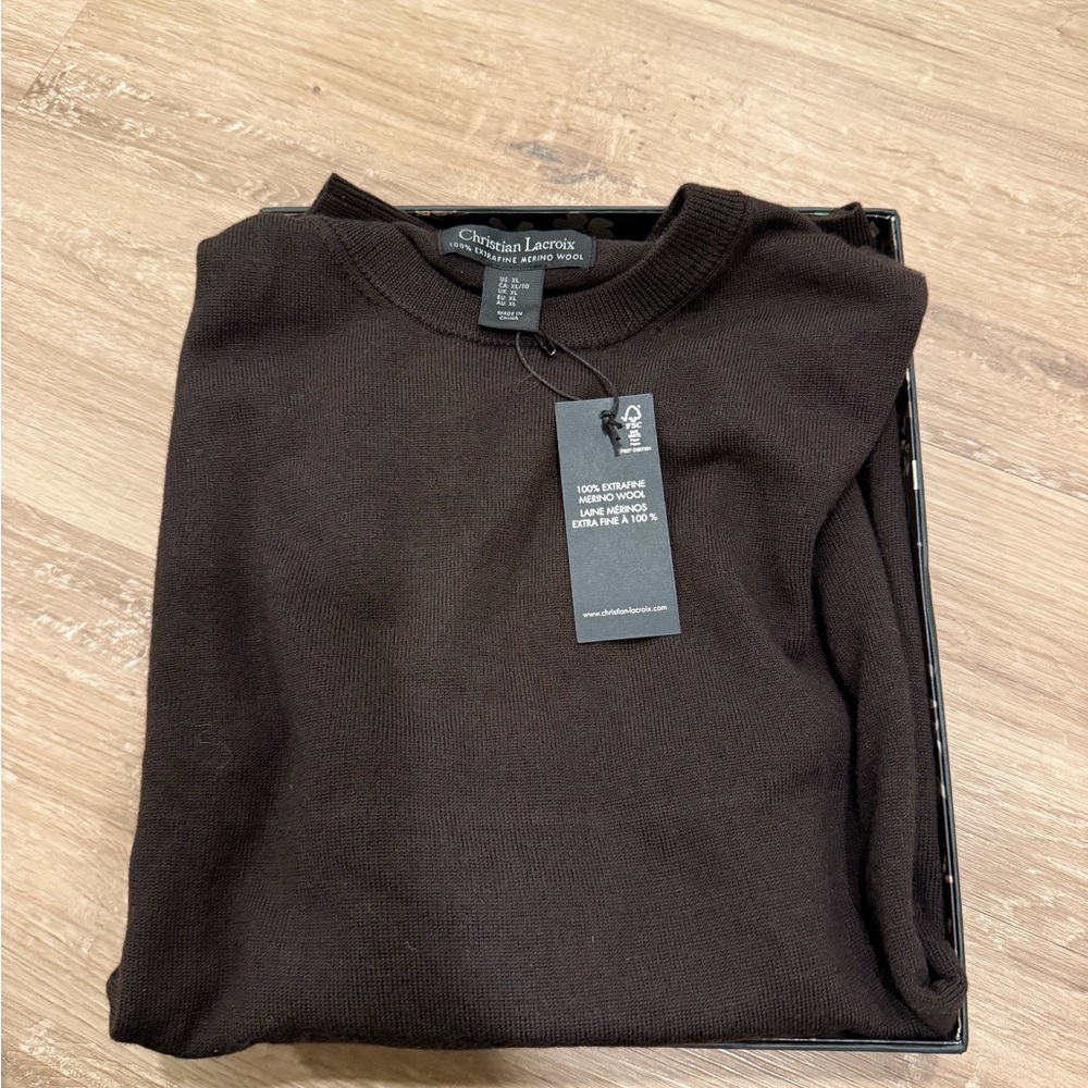 Christian Lacroix Men's Dark Brown Crewneck Sweater